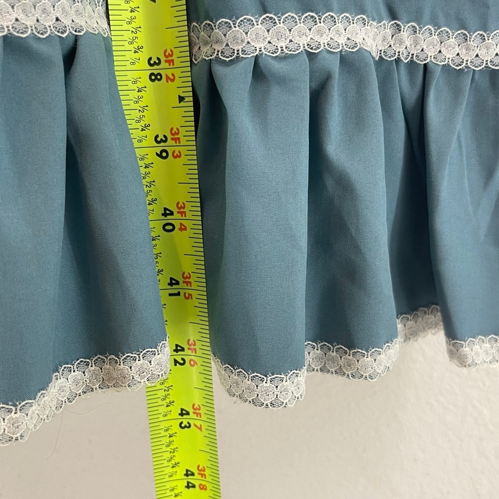 Blue Maxi Skirt Romantic Prairie Cottagecore Lace Ruffle Ren Faire Whimsigoth - Picture 16 of 16